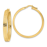 14K Greek Key Hoop Earrings